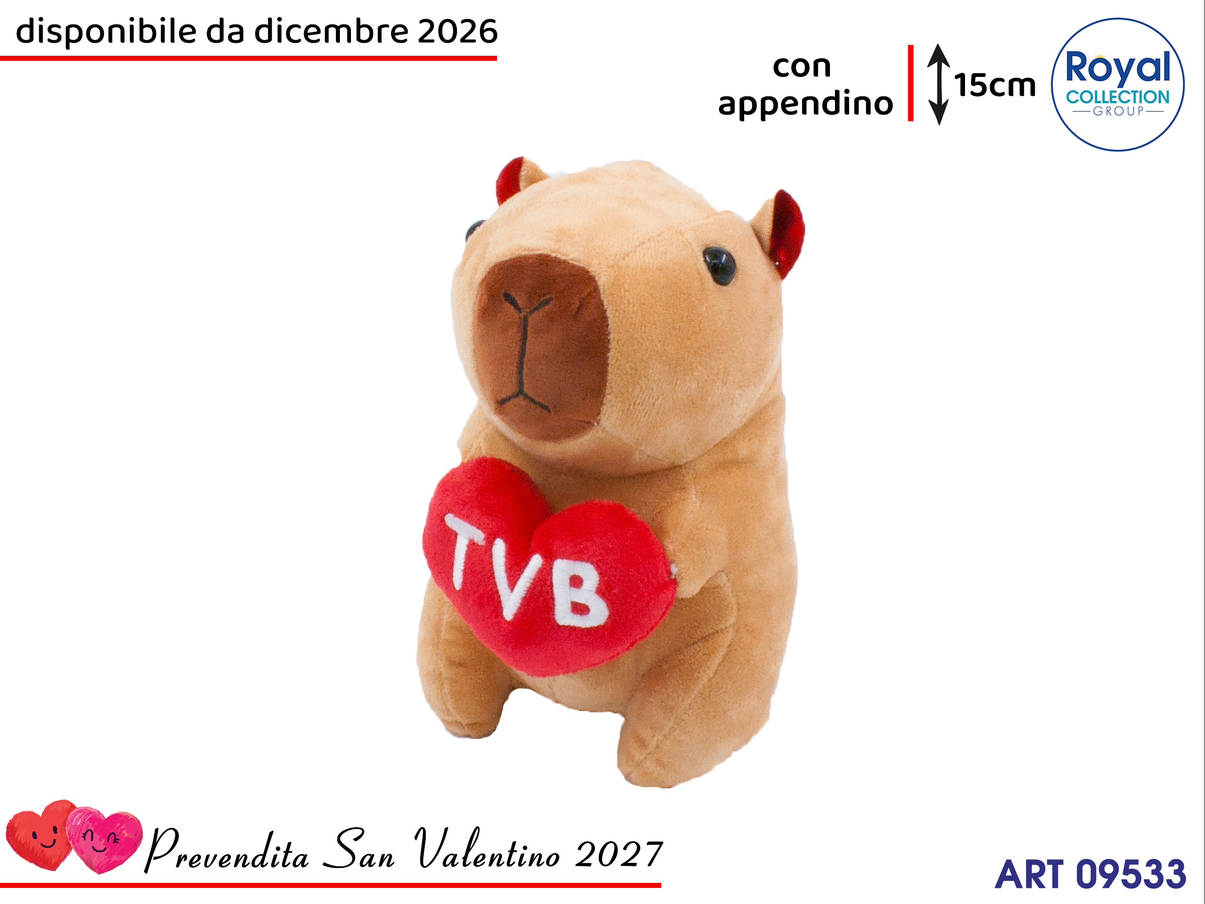 Pl3060 1 Capybara Cuore Peluche Cm 15