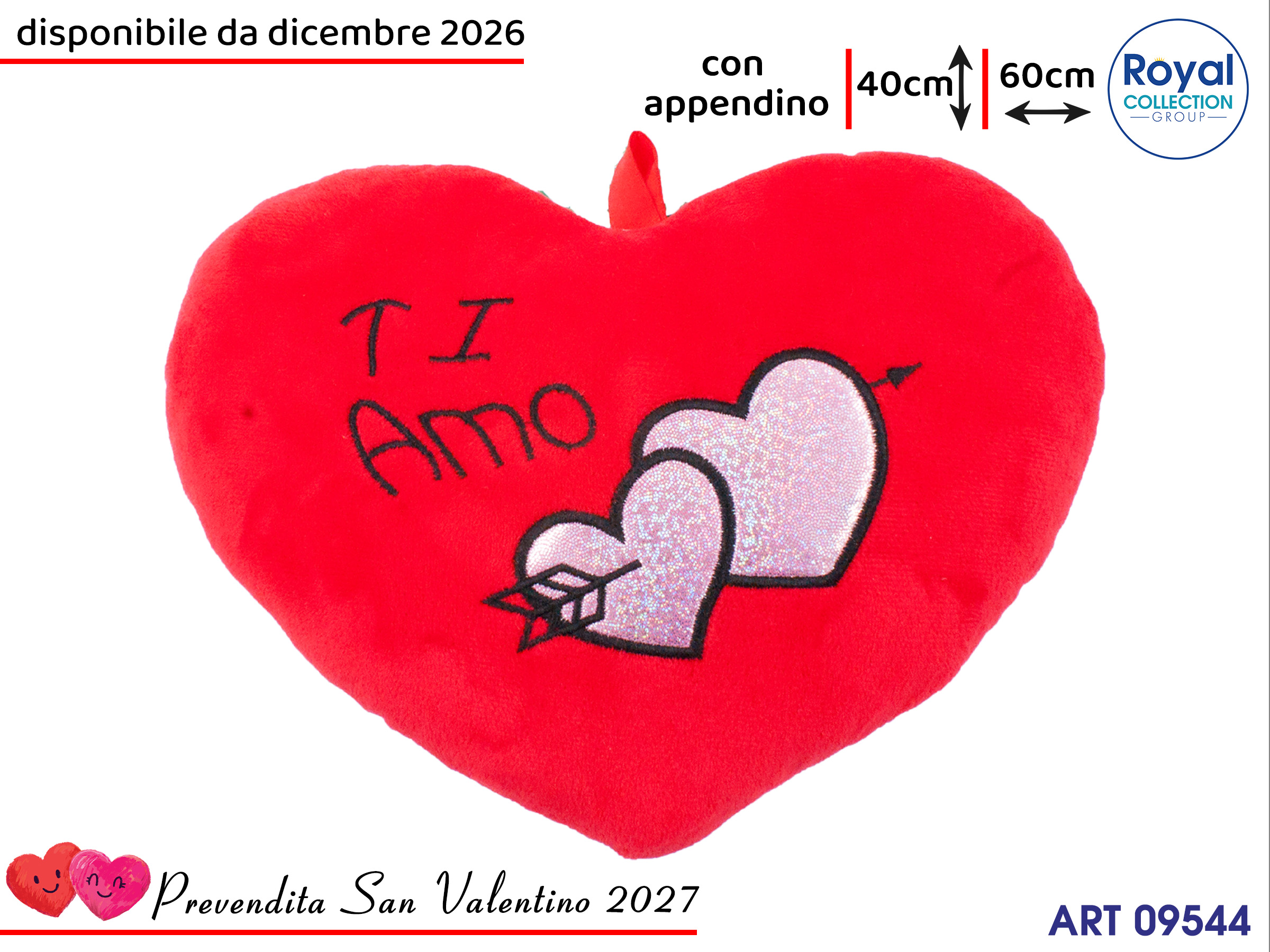 Pl2860 4 Cuore Peluche Ti Amo  Cm 60