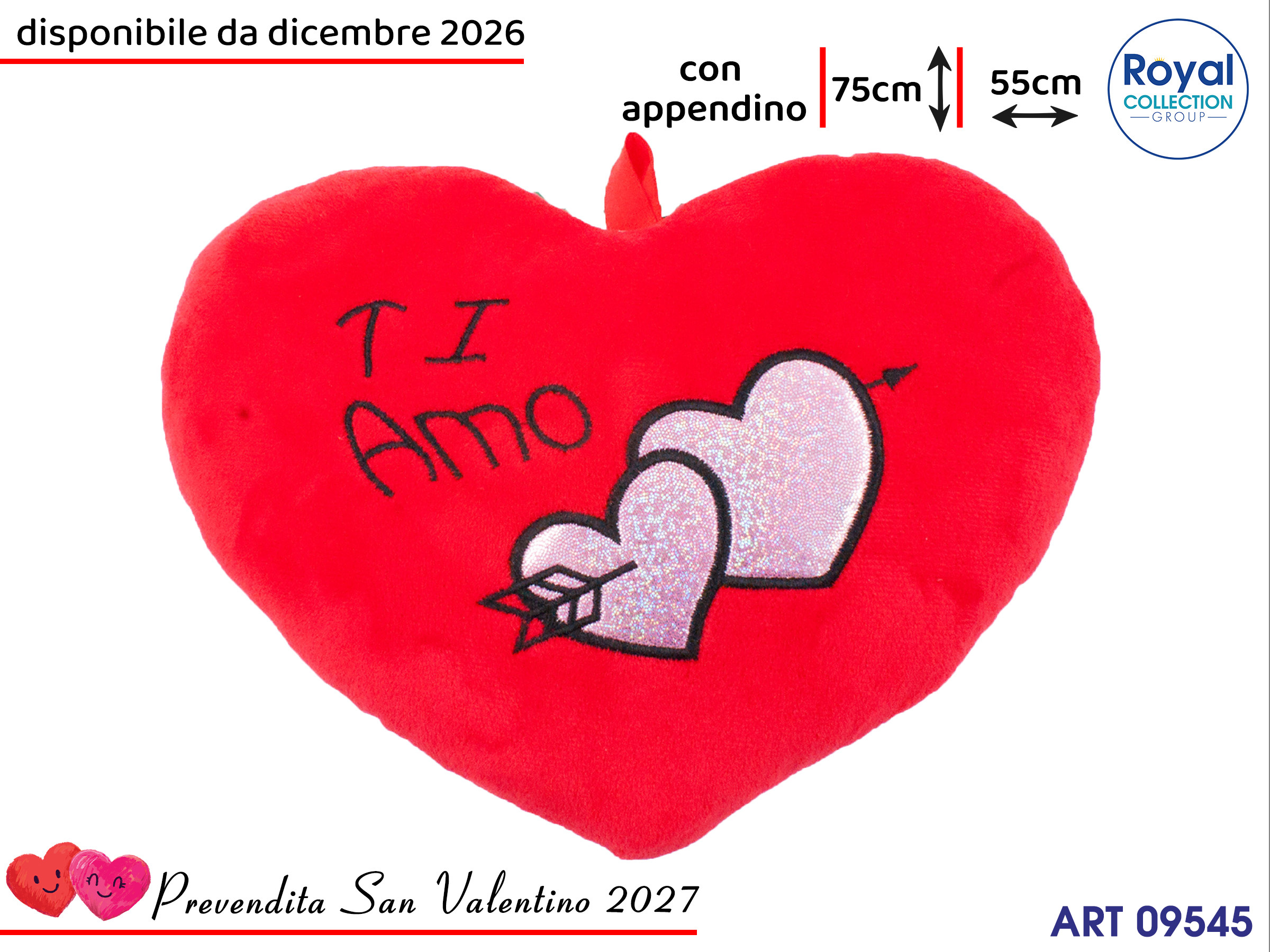 Pl2860 5 Cuore Peluche Ti Amo  Cm 75
