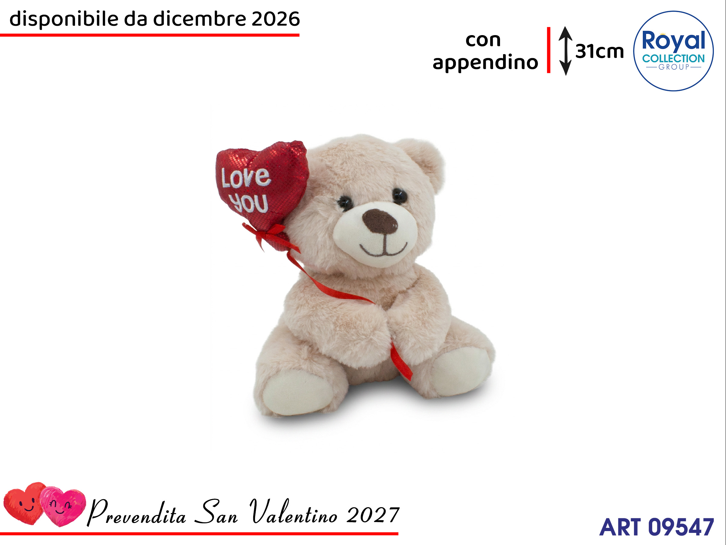 Pl2983 2 Orso Peluche Palloncino Cm 31