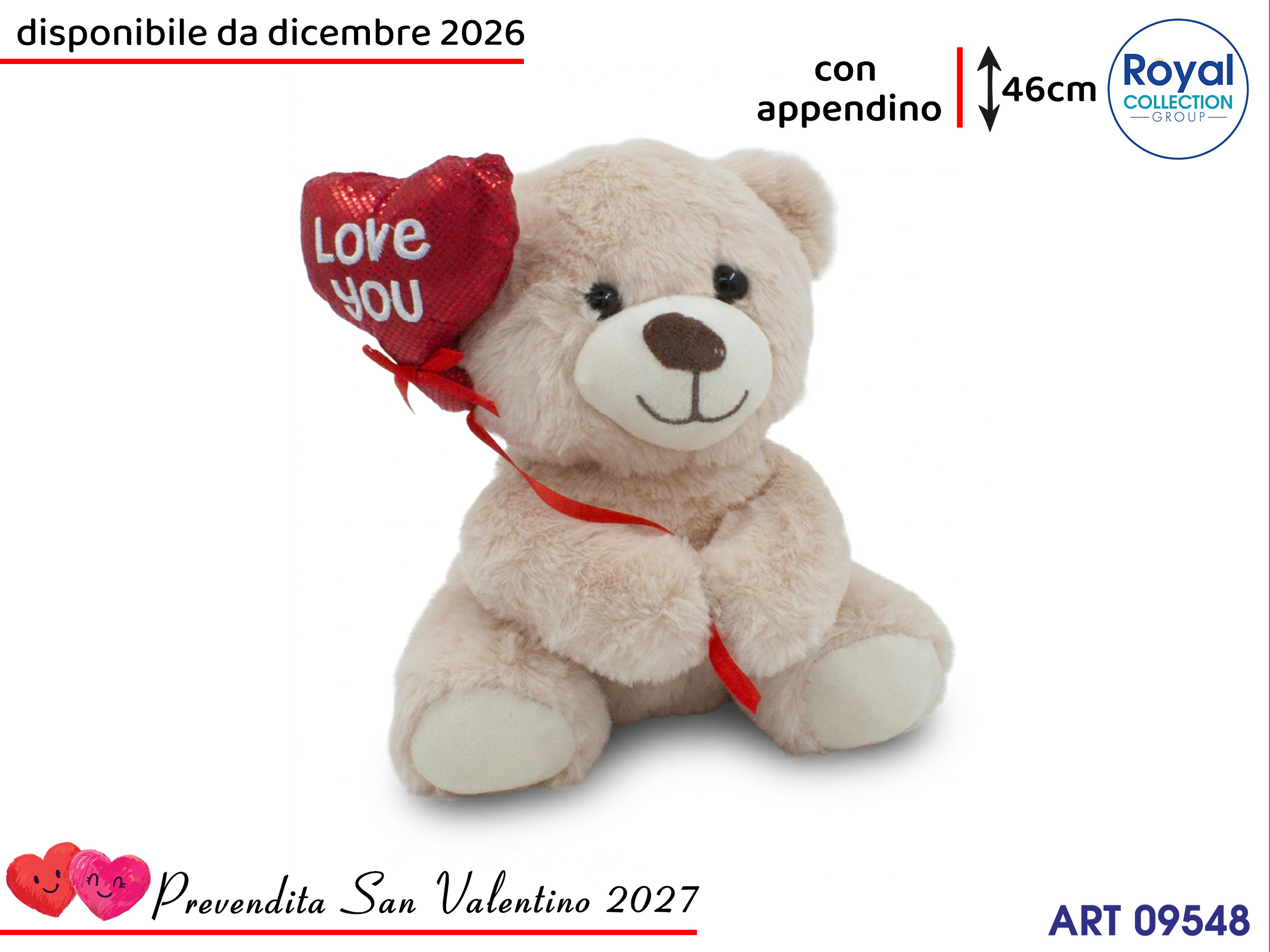 Pl2983 3 Orso Peluche Palloncino Cm 46
