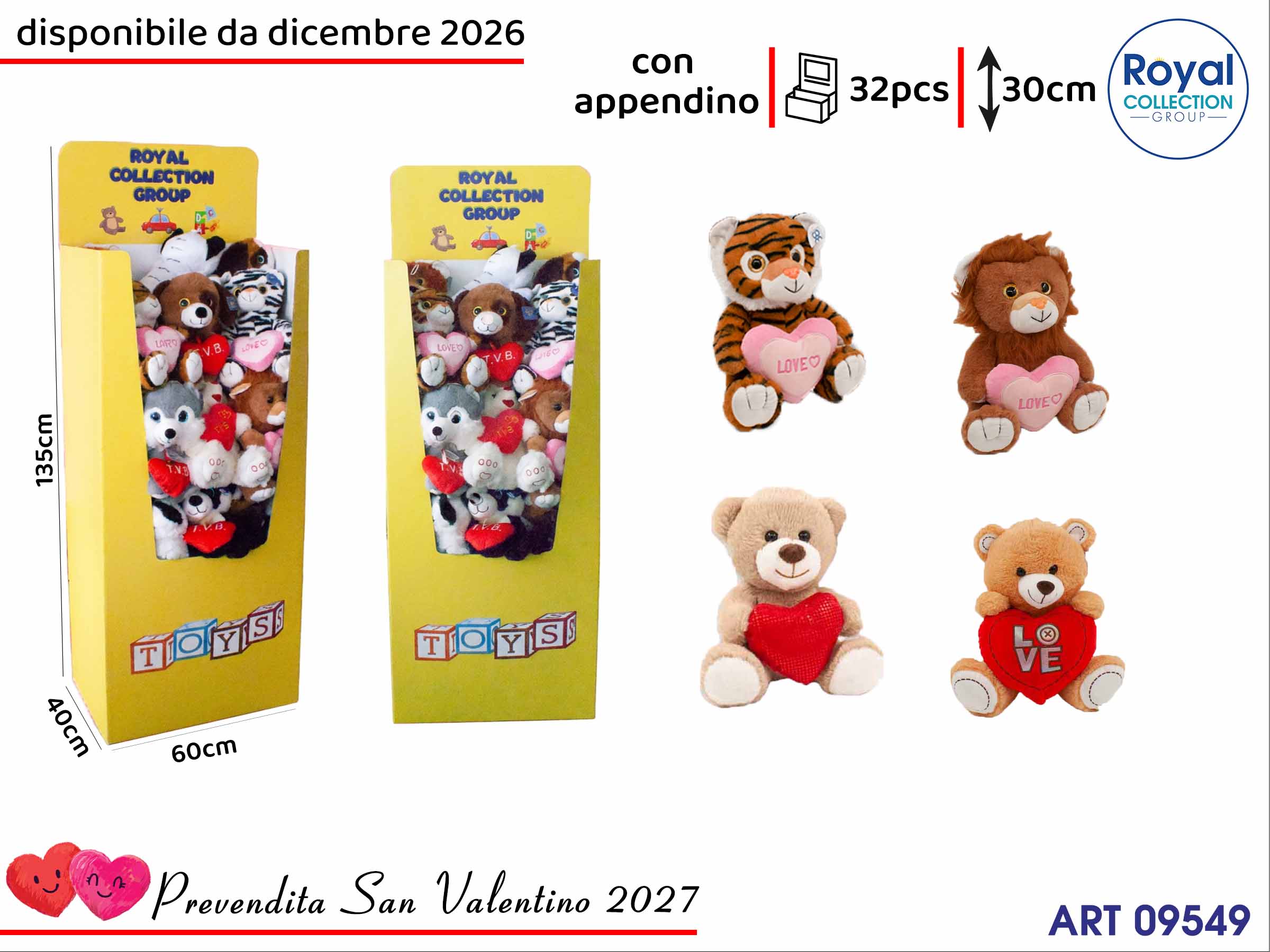 Expo Palletbox In Cartone C/32 Pz Peluche S. Valentino 30 Cm