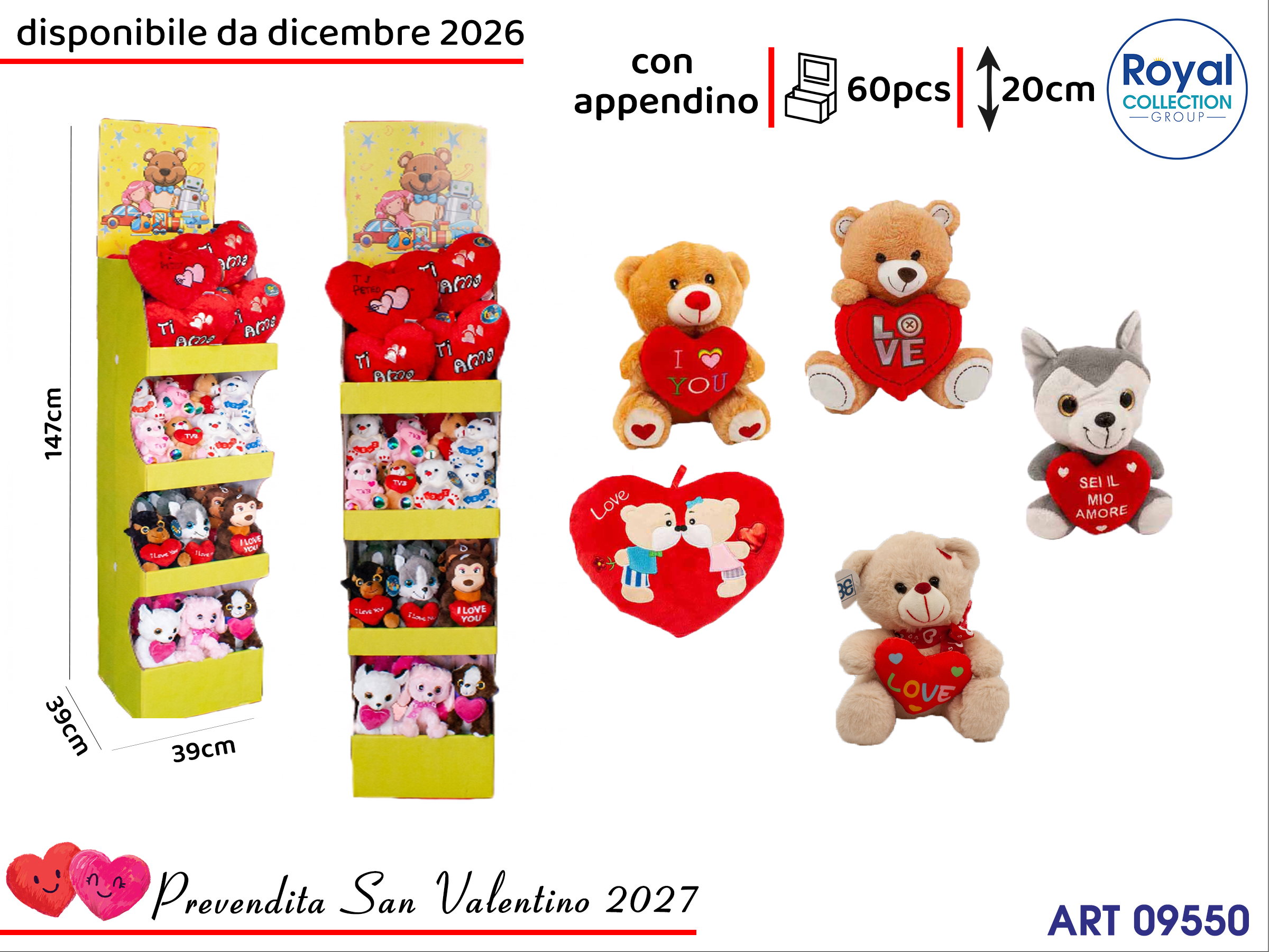 Expo 4 Piani Flexo C/60 Pz Peluche S.valentino Cm147x39x39