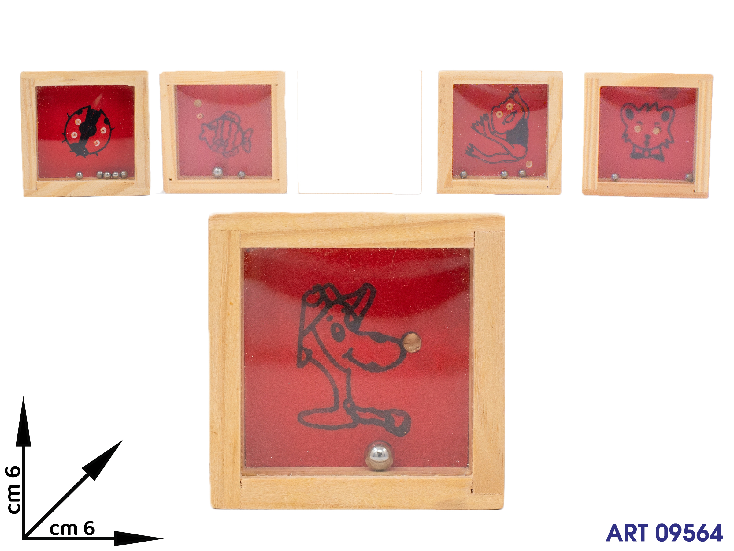 183 T1989k Rompicapo Legno 5 Figure Ass Cm 6x6