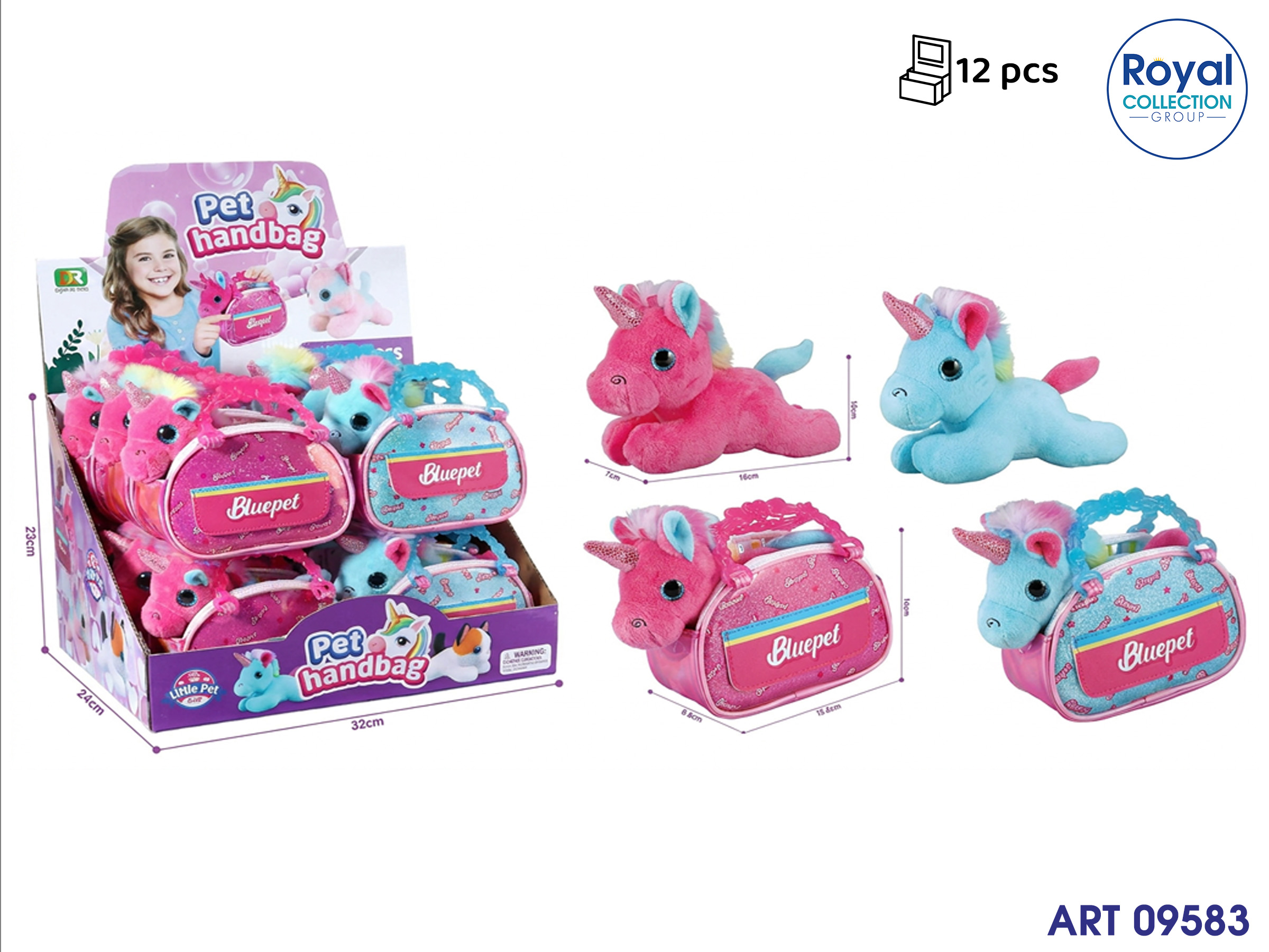 3143102 Dr5149 Borsetta C/unicorno Pluch Cm 15 Dispay 12pz