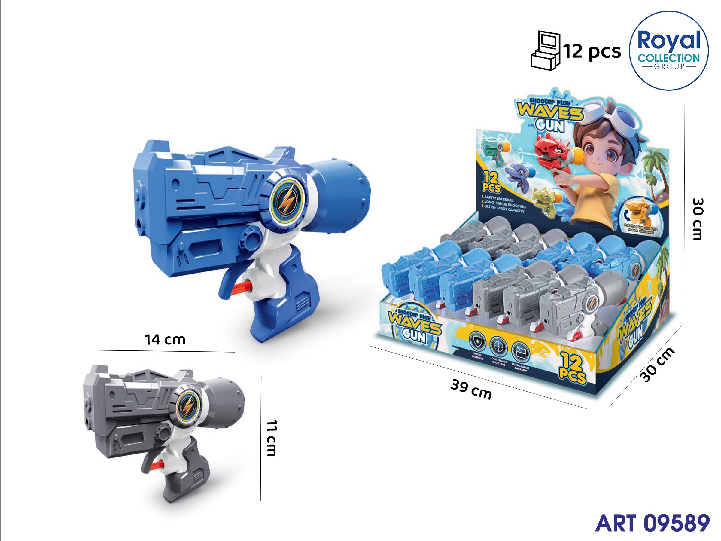 3178658 1166-7 Pistola Acqua Waves 2 Ass Cm 14 Display 12 Pz