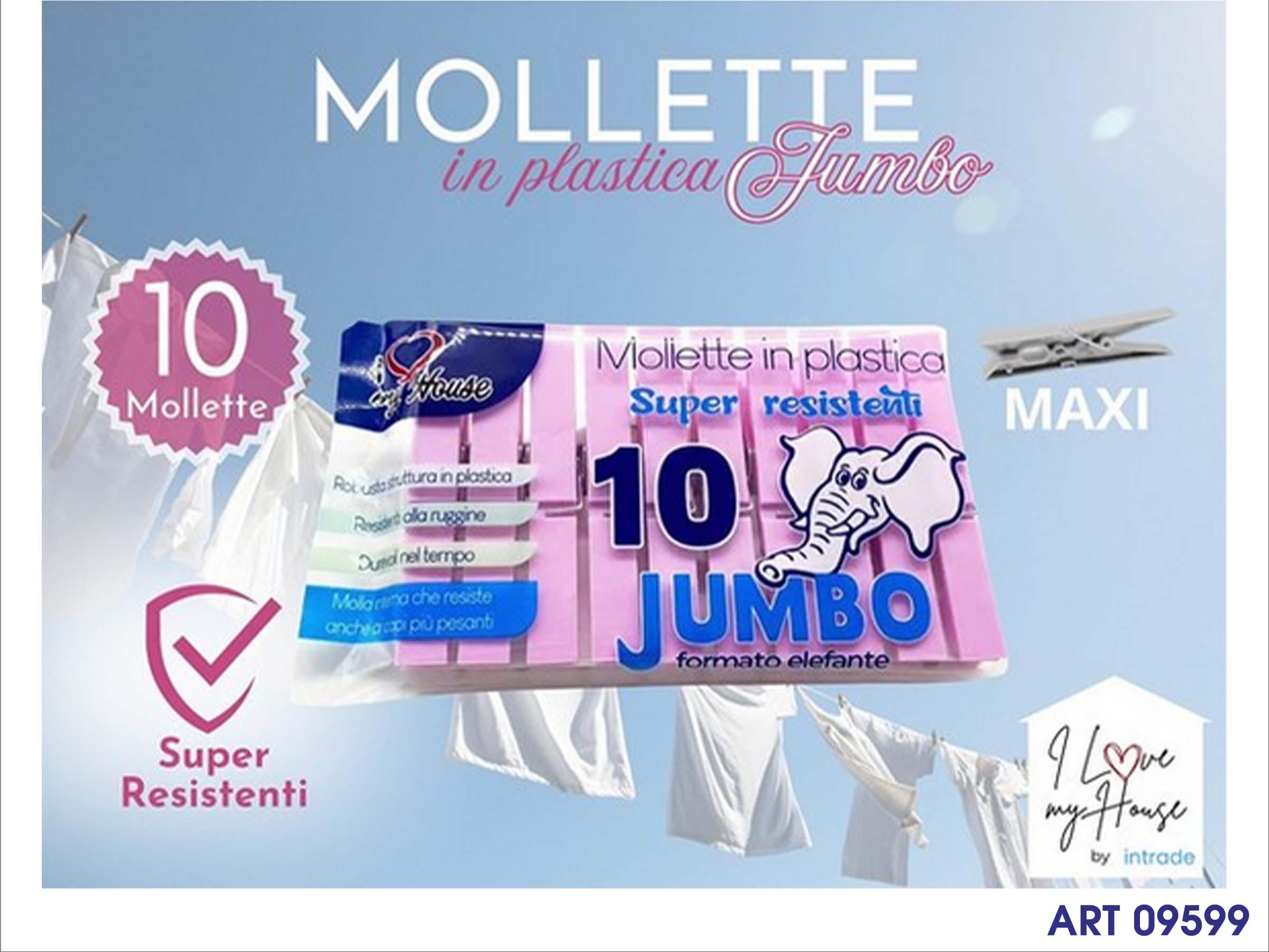Mollette Plastica Rosa 10 Pz Col Ass Cm 14.5 X 10