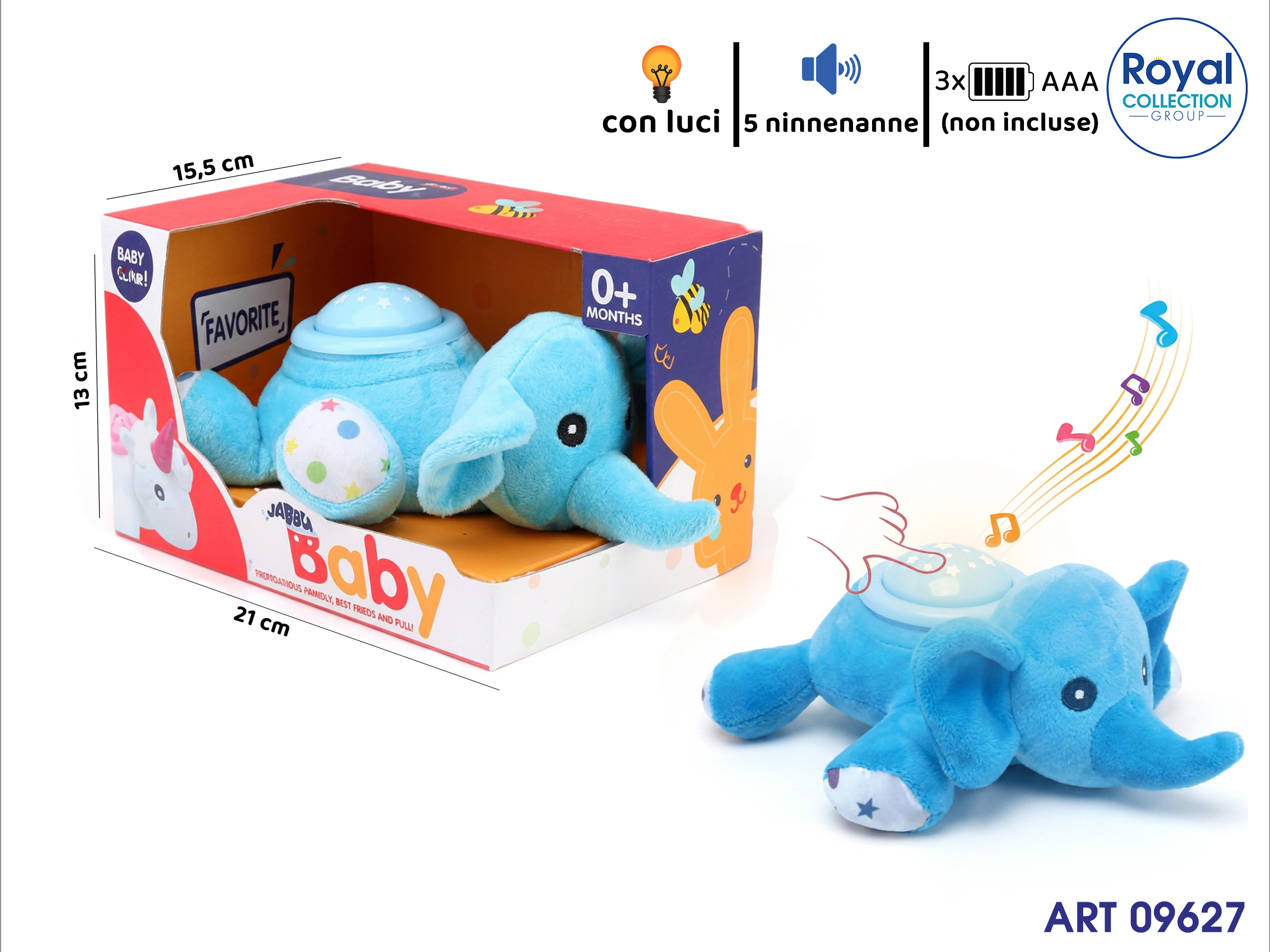 813-1 Elefante Baby Luce E Musica Cm 21x15.5