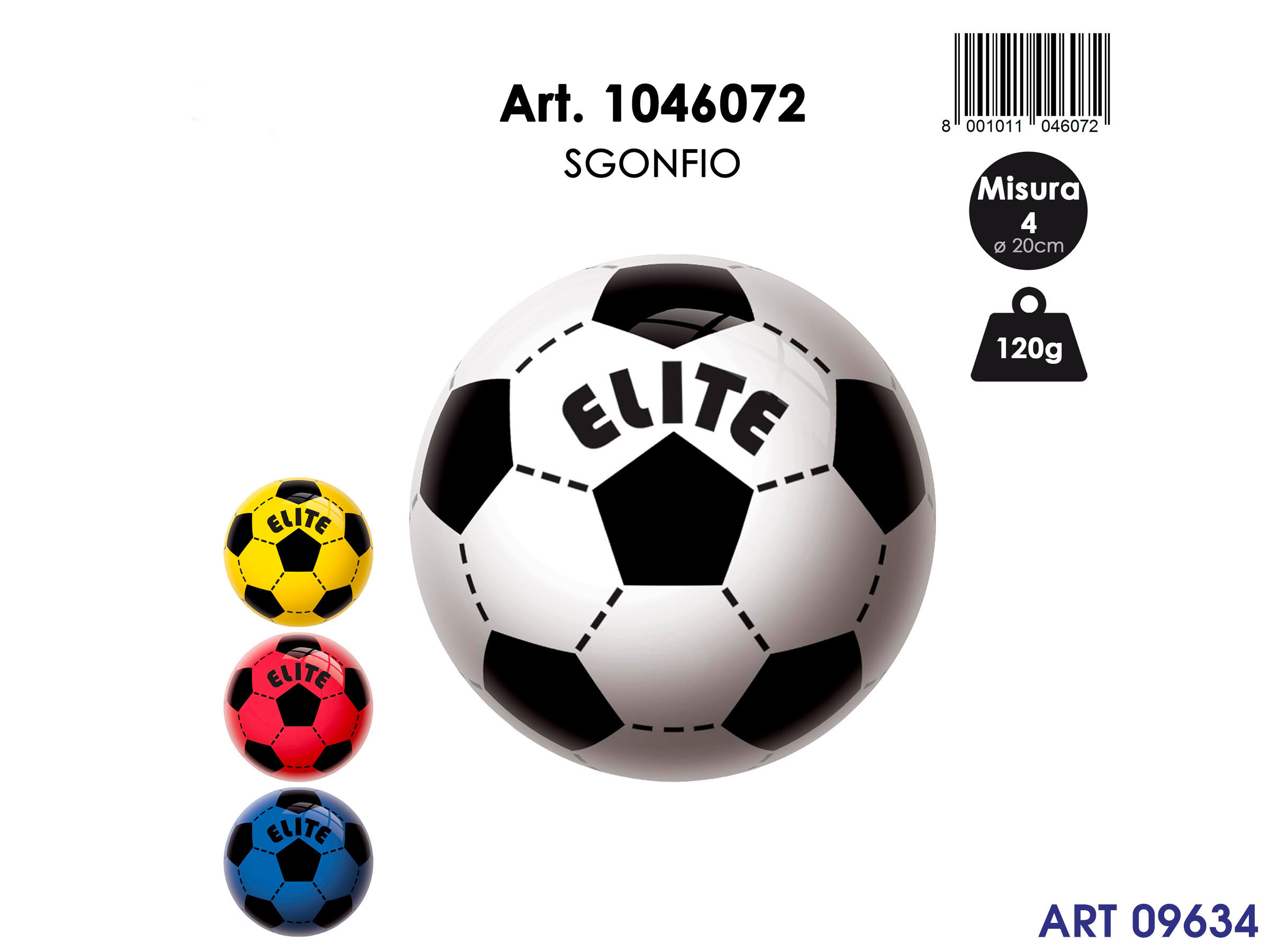 1046072 Pallone Elite 20 Cm Ass