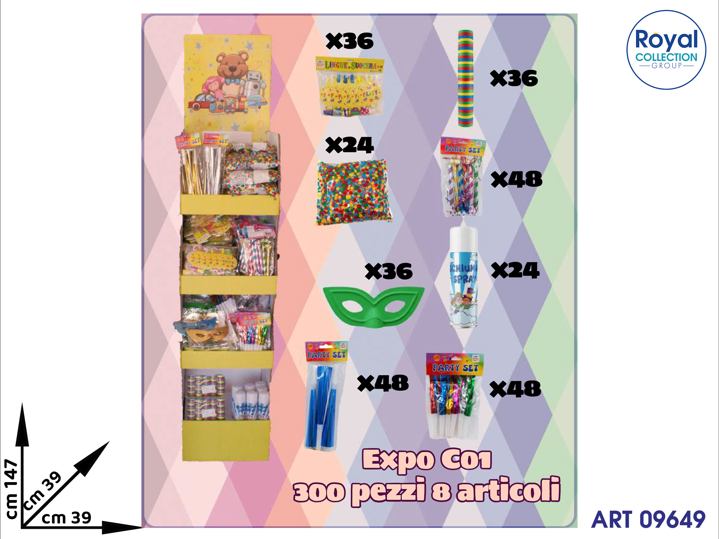 Espositore 300 Pz Accessori Carnevale Ass