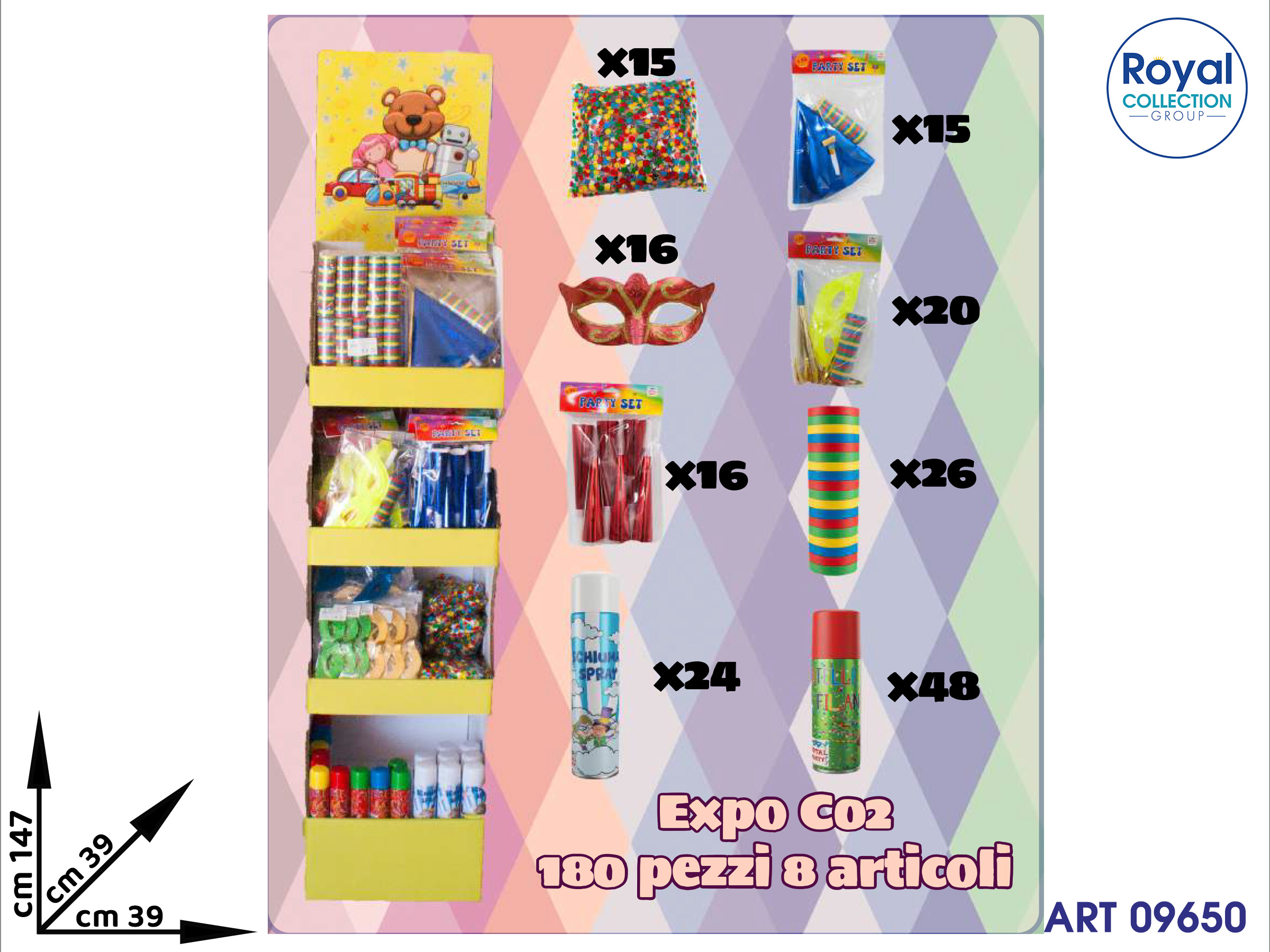 Espositore 180 Pz Accessori Carnevale Ass