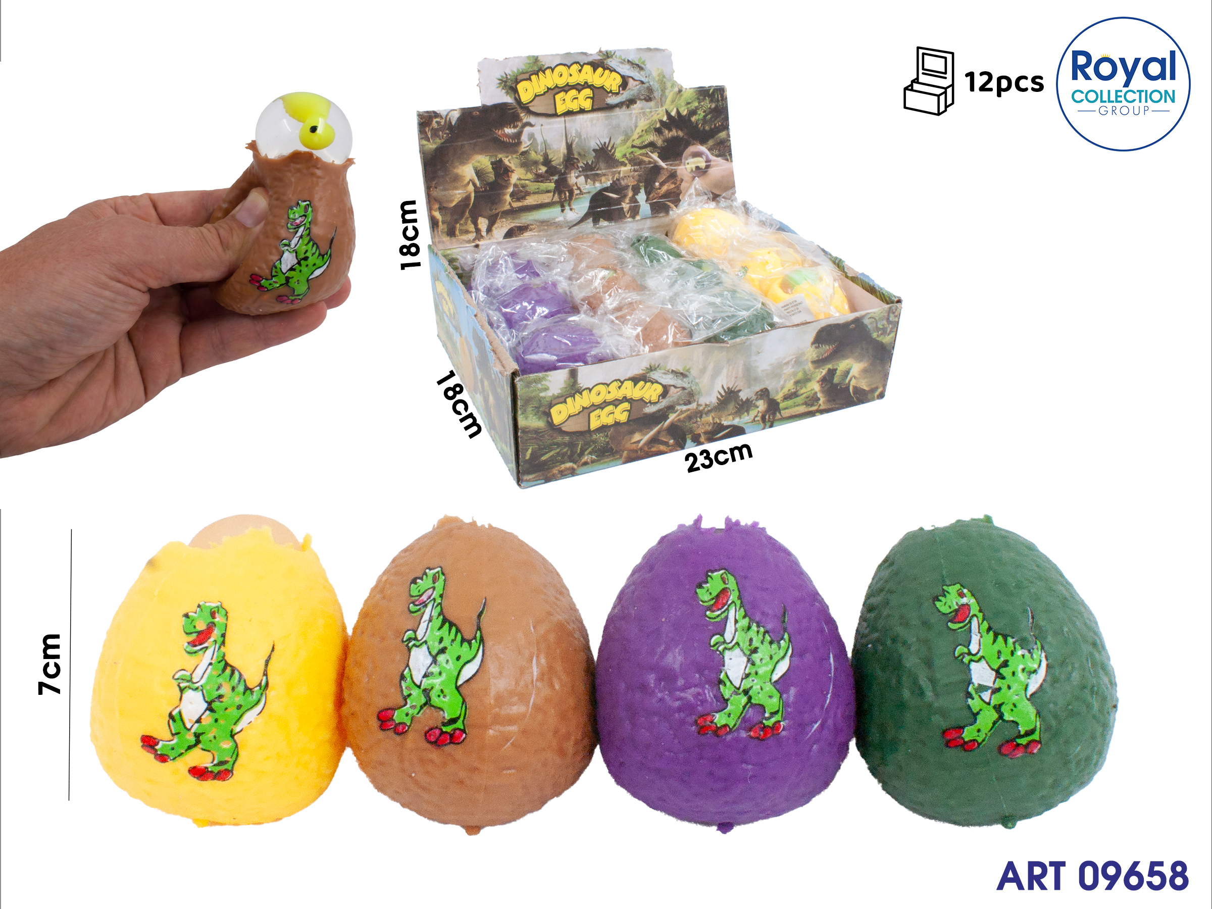 3195083-3609 Dinosaur Egg Squishy Cm 7 Display 12 Pz