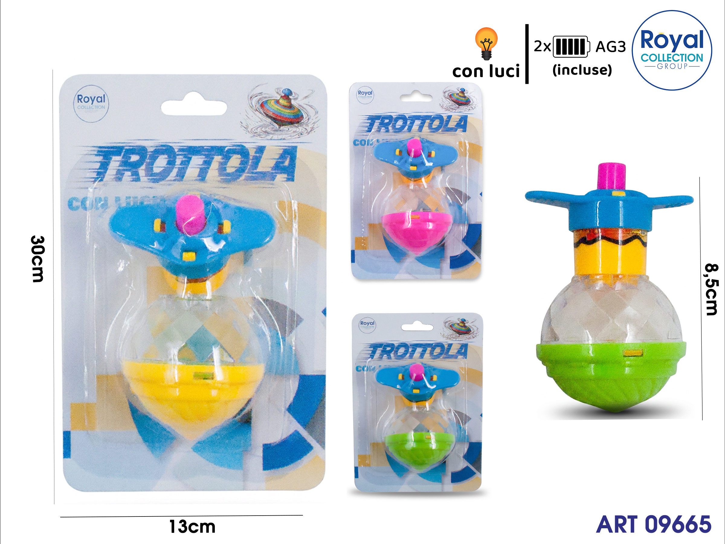 3216050-1699a-3 Blister Trottola C/luci Ass Cm 15x10